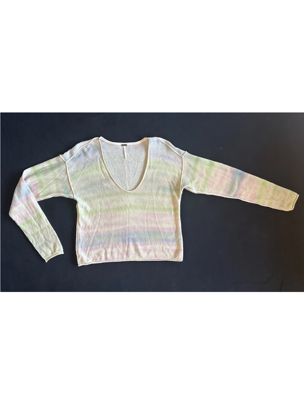 Free People Cashmere Light Pastel Tie-Dye V-Neck Women's Sweater XS - Picture 15 of 15